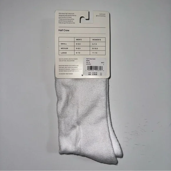 Vuori White crew Socks NWT - Picture 3 of 3